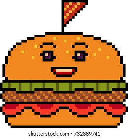 vector pixel art burger isolated