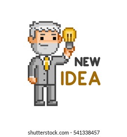 Vector pixel art businessman. New idea for web and business.