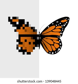 Vector Pixel Art Butterfly