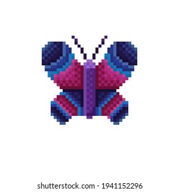 Vector pixel art butterfly isolated. Butterfly pixel art. Icon Butterfly.