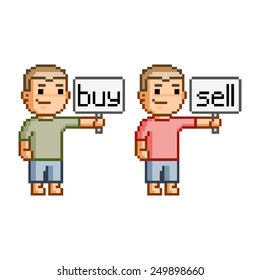 Vector pixel art buy and sell