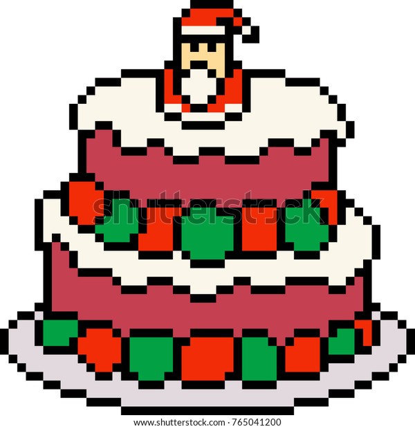 Vector Pixel Art Cake Santa Claus Stock Vector Royalty Free