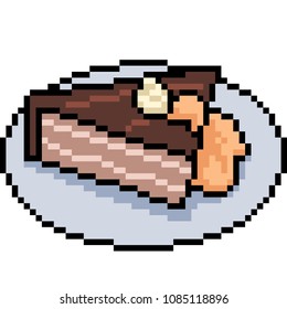 vector pixel art cake serve isolated cartoon