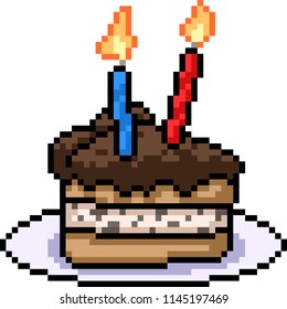 vector pixel art cake sweet snack isolated cartoon