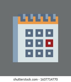 Vector Pixel Art Calendar Icon
