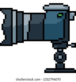 vector pixel art camera side isolated cartoon