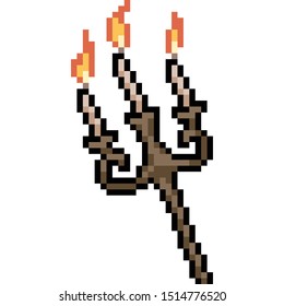 vector pixel art candle fire isolated cartoon