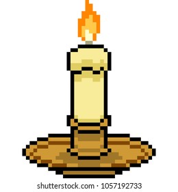 vector pixel art candle isolated cartoon