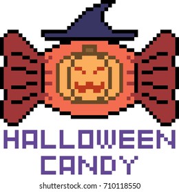 vector pixel art candy halloween isolated
