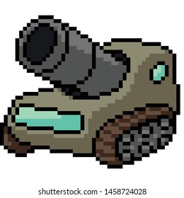 vector pixel art cannon toy isolated cartoon