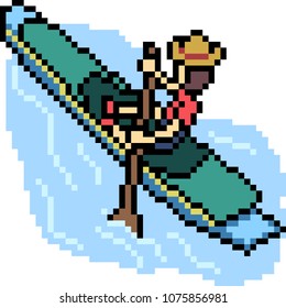 vector pixel art canoe boat isolated cartoon