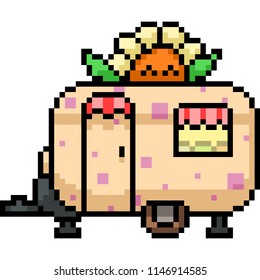 vector pixel art car flower shop isolated cartoon