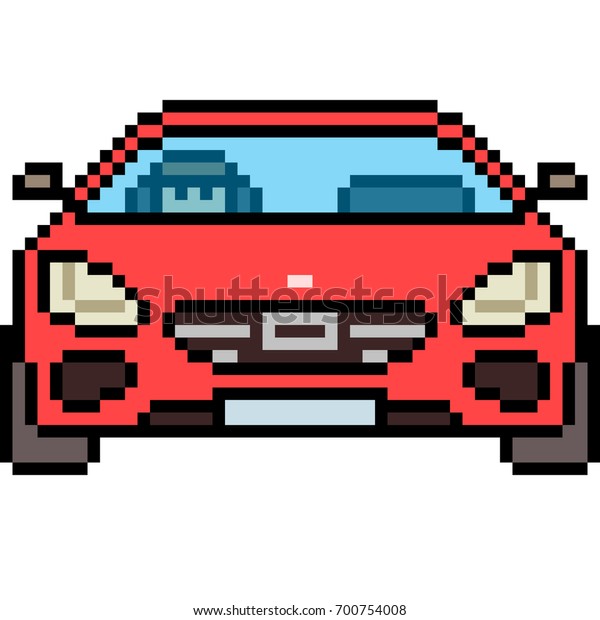 Vector Pixel Art Car Front Isolated Stock Vector Royalty