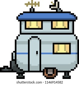 vector pixel art car house isolated cartoon