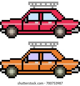 vector pixel art car isolated