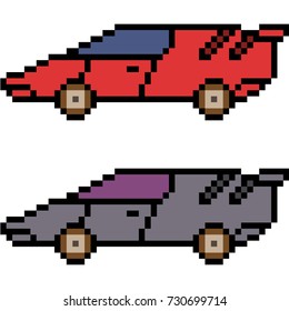 vector pixel art car isolated
