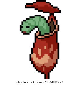 vector pixel art carnivore plant isolated cartoon