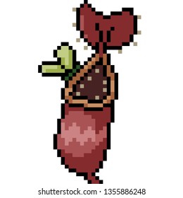 vector pixel art carnivore plantisolated cartoon