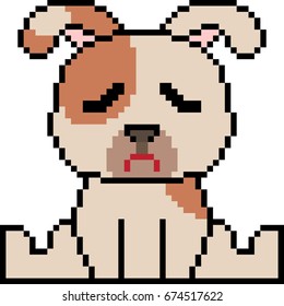 vector pixel art cartoon dog sad isolated