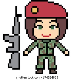vector pixel art cartoon policeman isolated