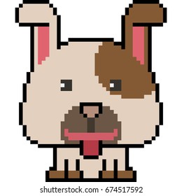 vector pixel art cartoon puppy isolated