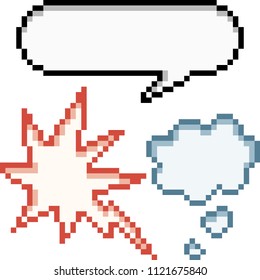 vector pixel art cartoon text balloon isolated cartoon