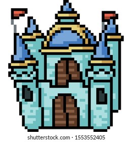 vector pixel art castle isolated cartoon