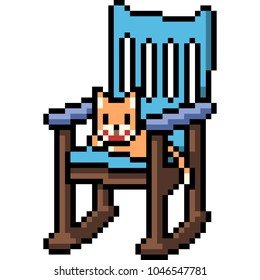 vector pixel art cat chair isolated cartoon