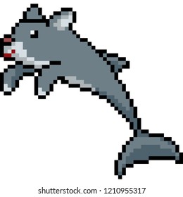 vector pixel art cat dolphin isolated cartoon