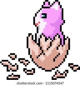 vector pixel art cat egg isolated cartoon