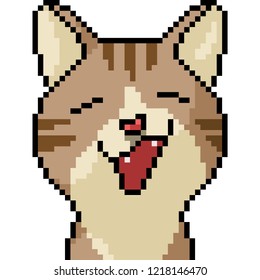 vector pixel art cat funny isolated cartoon