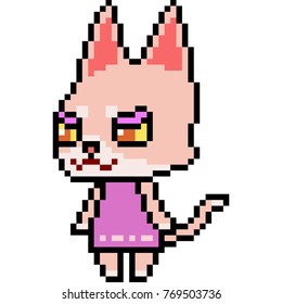 vector pixel art cat isolated