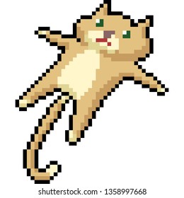 vector pixel art cat lazy isolated cartoon