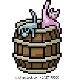 vector pixel art cat play isolated cartoon