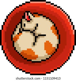 vector pixel art cat sleep curl isolated cartoon