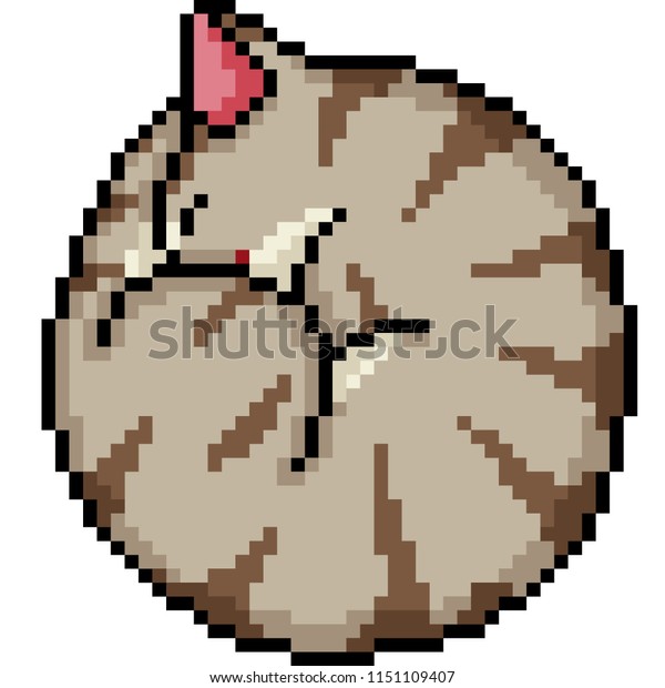 Vector Pixel Art Cat Sleep Curl Stock Vector Royalty Free