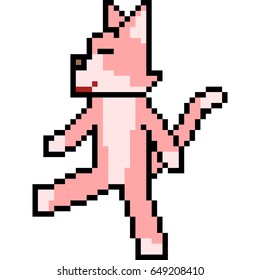 vector pixel art cat walk relax