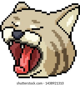 vector pixel art cat yawn isolated cartoon