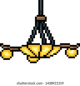 vector pixel art chandelier isolated cartoon