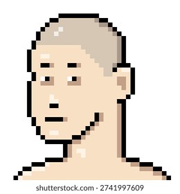 Vector Pixel Art Character - Naked Man with Shaved Head