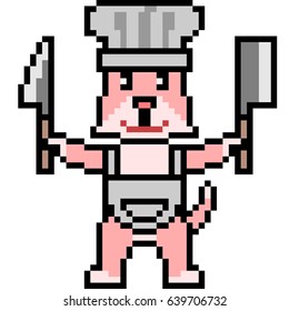 vector pixel art chef 