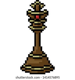 vector pixel art chess king isolated cartoon