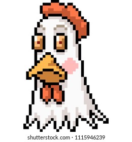 vector pixel art chicken head isolated cartoon