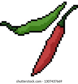 vector pixel art chili isolated cartoon