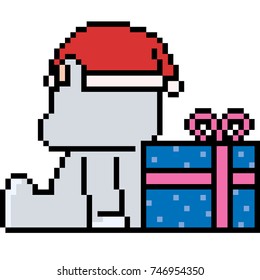 vector pixel art christmas bear isolated