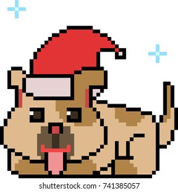 vector pixel art christmas dog isolated