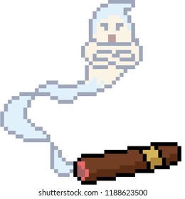 vector pixel art cigar genie isolated cartoon
