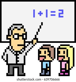 vector pixel art classroom