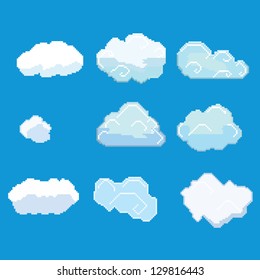 Vector Pixel Art Cloud Collection