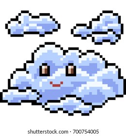 vector pixel art cloud isolated